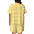 thumbnail image 3 of Picia Yellow Gingham Pajamas Sets for Women Soft Short-Sleeved Pjs with Lounge Shorts Two Piece Sleepwear-Small, 3 of 9