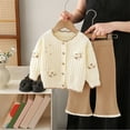 thumbnail image 2 of MEZZALL Girls Knit Long Sleeve Sweater Pants Outfits 2PCS Sets Casual Winter Fall Toddler Kids Clothes Soft Comfortable Handmade Floral Design Dailywear Holiday / 2-3 Years, 2 of 3