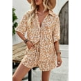 thumbnail image 4 of Abstract Print Button Shirt and Shorts Coordinates, Khaki, Medium, 4 of 5