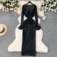 thumbnail image 1 of Generic High Sense Adult Lady like Woman Wear Light Luxury Diamond-Embedded Bell Sleeve Slim Fit Long Sheath Skirt Temperament Dress, 1 of 1