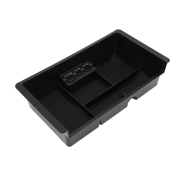 Bandeja organizadora de consola central para Chevy Silverado 1500 y GMC Sierra 1500 2014-2018, solo para consola con asientos de cubo, plástico negro