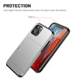 thumbnail image 3 of Dteck Case for iPhone 12 Pro 6.1-inch,Shockproof Rubber Case Card Holder Hybrid Dual Layer PC iPhone 12 6.1" Back Phone Protective Cover,Silver, 3 of 5