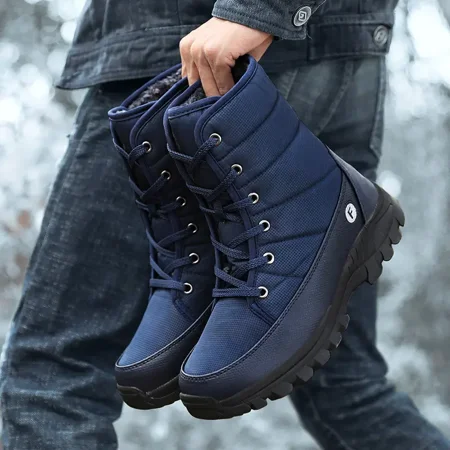 

Men‘s Snow Boots Waterproof Anti-skid Warm Plush Lining Lace-up Shoes For Outdoor Adventure Winter