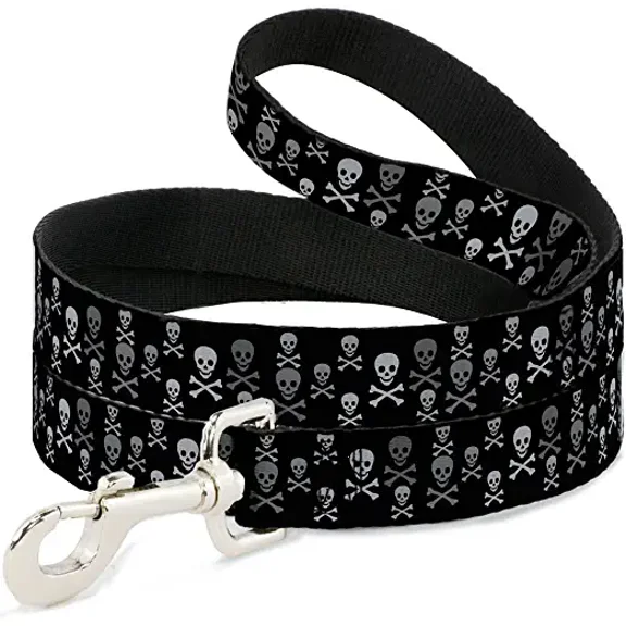 Buckle-Down Dog Leash Multi Skull Black Gray Available in Different Lengths and Widths for Small Medium Large Dogs and Cats