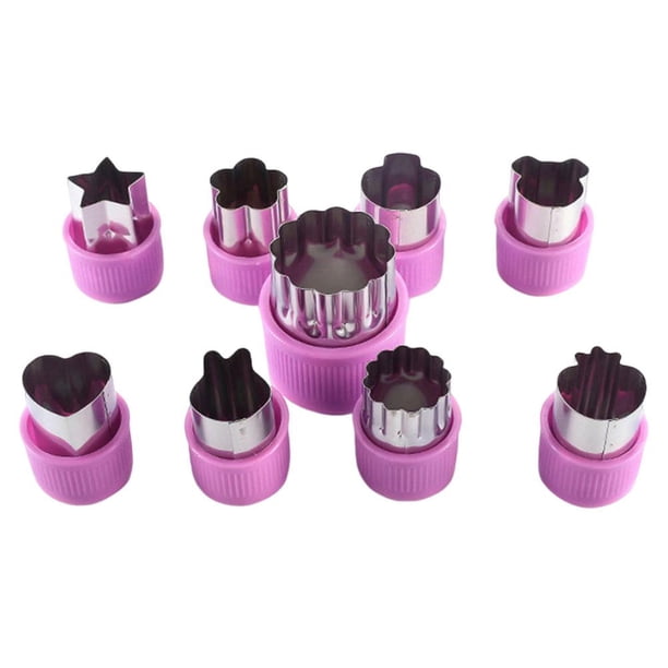 4uds. Paquete de 9 moldes cortadores, juego de moldes para verduras de dibujos animados, herramientas de cocina (rosa)