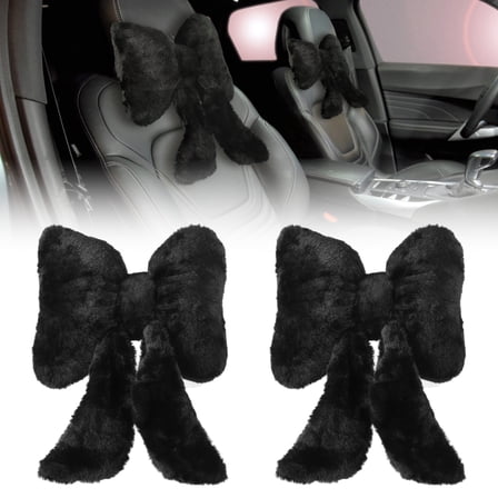 2 PCS Cute Butterfly Neck Pillow for Car, Plush Headrest Pillow with Adjustable Strap, Soft and Comfortable Car Neck Support Cushion
