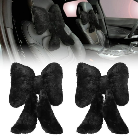 2 PCS Cute Butterfly Neck Pillow for Car, Plush Headrest Pillow with Adjustable Strap, Soft and Comfortable Car Neck Support Cushion