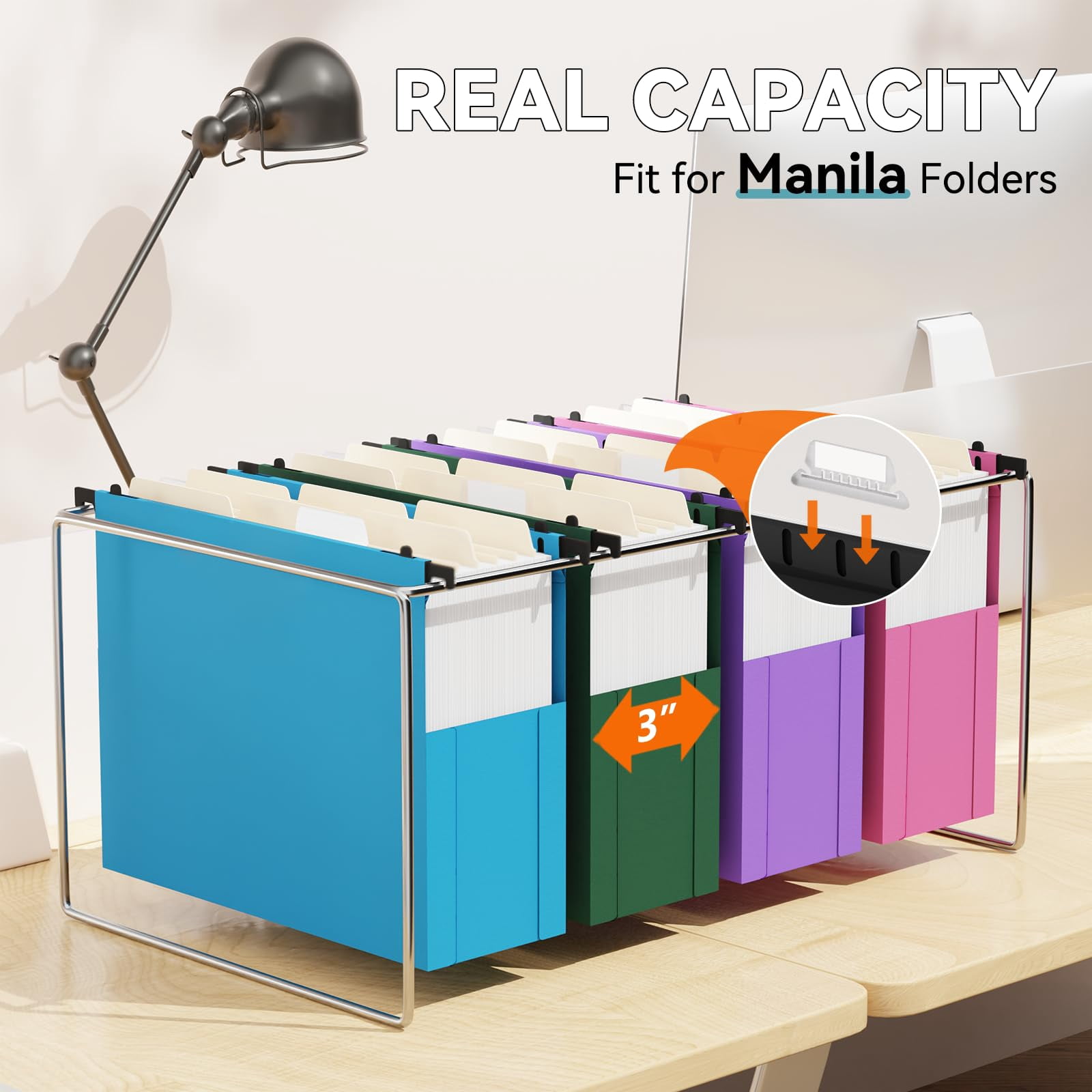 Plastic Expandable Hanging File Folder Letter Size Heavy Duty 3 Inch Expansion 6 Pack Extra Capacity Folders Accordian Pocket Adjustable Tabs Organizer For Bulky Files-colored