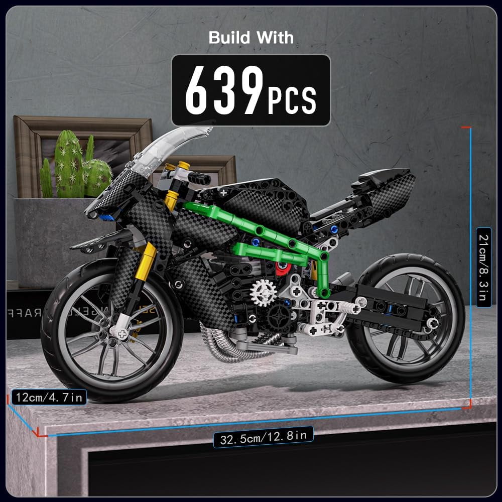 Motorcycle Kit Building Sets, 23002 Bike Model Kit Building Kit, Moto Building Toys for Creative Play and Display, Model Motorcycle Kits  (639PCS)