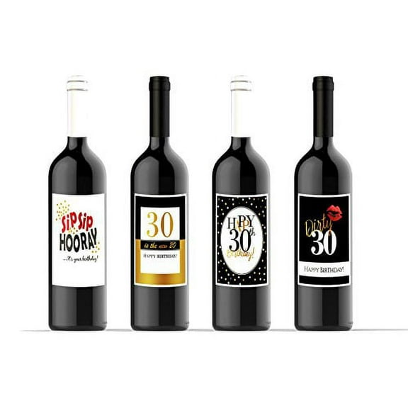 30th Birthday Party Celebration Custom Printed Wine Bottle Labels