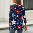 thumbnail image 5 of Womens 4th of July Shirts 3/4 Sleeve Tshirts Casual American Flag Print Tops Independence Day Patriotic Pullover USA 250th Anniversary Celebration Party V Neck Blouses Dark Blue 3XL, 5 of 5