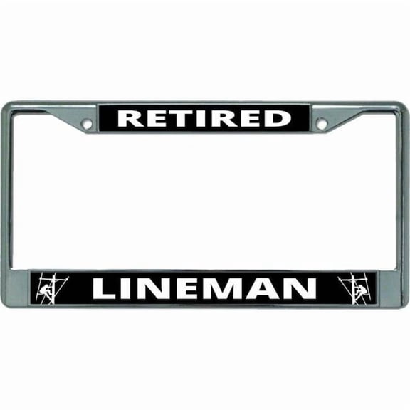 Retired Lineman Chrome License Plate Frame