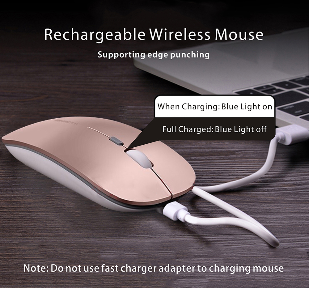 Uciefy Wireless Optical Mouse, Rechargeable, Rose Gold photo 2