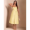 thumbnail image 7 of Vibrant Yellow Spaghetti Strap Fit & Flare Midi Dress For Party, Evening, Or Elegant Daywear, 7 of 7