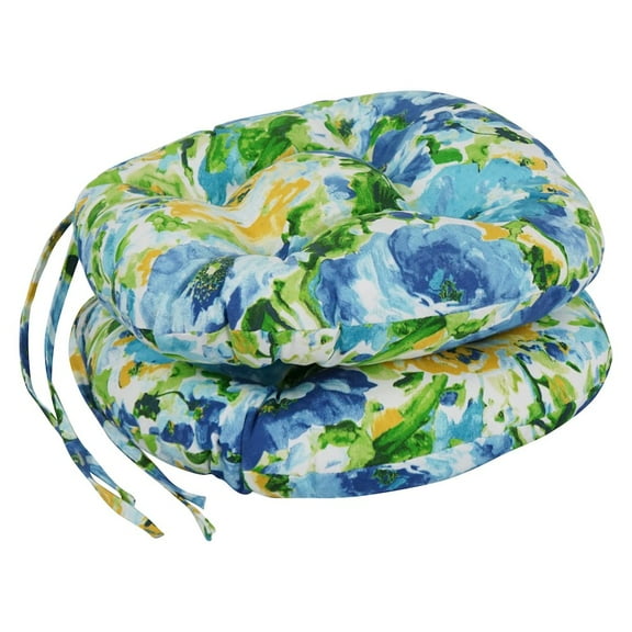 Blazing Needles 16-inch Spun Polyester Patterned Outdoor Round Tufted Chair Cushions (Set of 2)