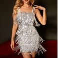 thumbnail image 5 of Lolmot Sequin Dress for Women Party Fringe Glitter Spaghetti Straps Bodycon Sexy Club Night Party Prom Cocktail Dresses, 5 of 5