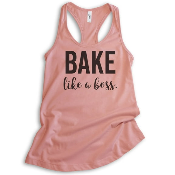 Bake Like A Boss Tank Top, Ladies Racerback Tank Top, Girl Boss Tank, Baking Tank, Desert Pink, Medium