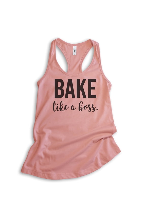 Bake Like A Boss Tank Top, Ladies Racerback Tank Top, Girl Boss Tank, Baking Tank, Desert Pink, Small