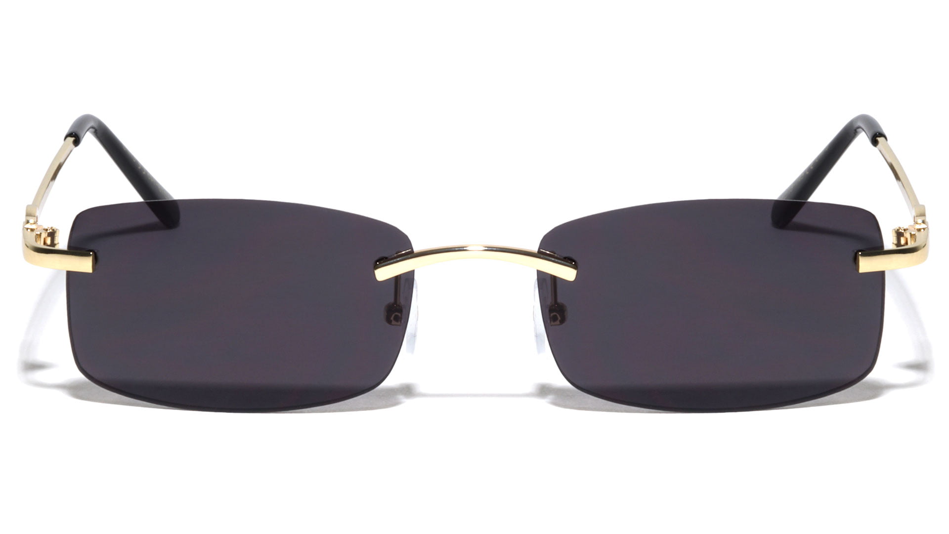 Rimless Gold Frame Sunglasses Slim Rectangular Frame 100% UV