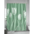 thumbnail image 5 of Shower Curtain Green Tulip Flowers Bathroom Curtains with Hooks, Waterproof Fabric Floral Plant Bath Shower Curtains Set for Bathroom Bathtubs Decor 36x72 Inch, 5 of 8