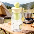 thumbnail image 5 of Cute Kawaii Water Bottle with Strap & Filter, Leakproof Portable Reusable Plastic Water Bottle for Women, Cartoon Animal Design Clear Drink Cup for Office, Travel, Outdoor Sports, 5 of 7