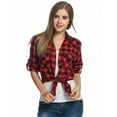 thumbnail image 4 of Zeagoo Womens Flannel Shirts Long/Roll Up Sleeve Collared Button Down Plaid Shirt Casual Work Tops, 4 of 10