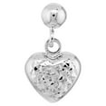 thumbnail image 2 of 14k White Gold Dangle Sparkle-Cut Puffed Love Heart Earrings Dangle Earring for Women, 2 of 2