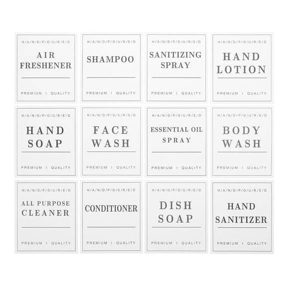 24 Sheets of Hand Soap Soap Labels Plastic Labels for Shower Bottles and Shampoo Labels for Travel Size Bottles and Bathroom Dispenser Bottle Sticker