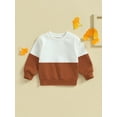 thumbnail image 2 of Bagilaanoe Toddler Baby Girl Boy Casual Sweatshirt Long Sleeve Contrast Color Pullover 6M 12M 18M 24M 3T Kids Fall Loose Tee Tops, 2 of 8