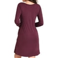 thumbnail image 6 of Miss Lavish London Women's Long Sleeve Dress - Round Neck Casual Loose Fit Swing T-Shirt Dress with Pockets Burgundy-XL, 6 of 7