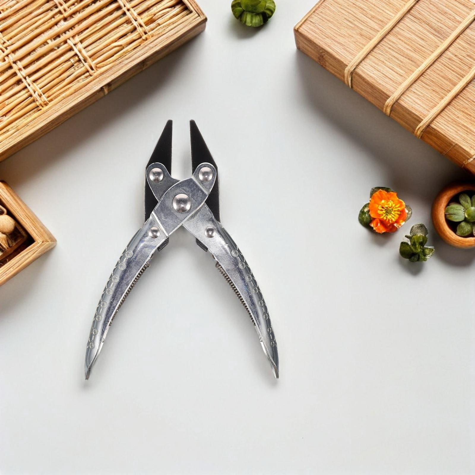 Baluue Precision Jewelry Repair Pliers with Flat Nose, Spring-Loaded Handles, Parallel for Detailed Small Crafting and Jewelry Work