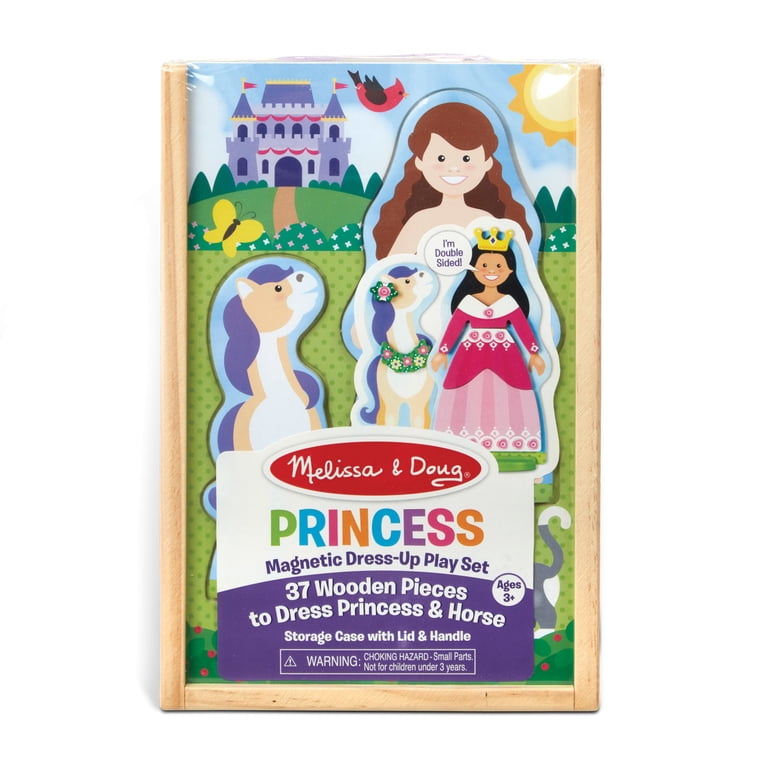 disney princess magnetic wooden dress up doll 75 pcs set Melissa and Doug Sleeping Beauty & Snow White Wooden Magnetic Dress-Up