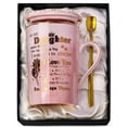 thumbnail image 1 of Taza de café ALBISS con estampado dorado de mármol rosa, 400 ml, con tapa y cuchara, 1 of 6