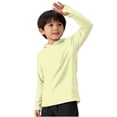 thumbnail image 2 of MKOSPLRT Daily Wear Kids UV Hoodie UPF 50+ Long Sleeve Sun Shirt with Thumb Holes Striped Tops Comfortable for School Play 5-15 Years Yellow 7-8 Years, 2 of 6