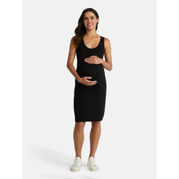 Time and Tru Women's Maternity Sleeveless Shirred Tank Dress, Size S-XXL