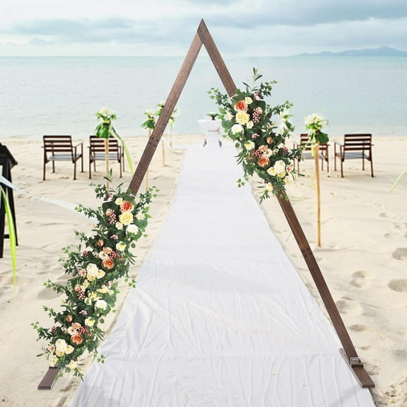 Wooden Wedding Arch 6.9 X 8.2ft Triangle Natural Wood Wedding Backdrop Stand Wedding Arch Decorations for Parties, Outdoor Events, and Garden Decorations (Triangle Shape)