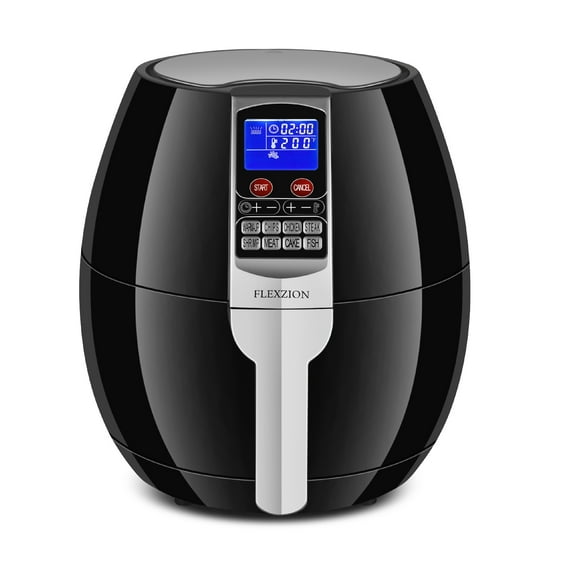 Electric Air Fryer Cooker - Healthy Oil Less Dry Fryer Hot Air Steam Fryer with Digital Control Button Screen, Detachable Fry Basket 1500W, 3.7 Quart (Black)