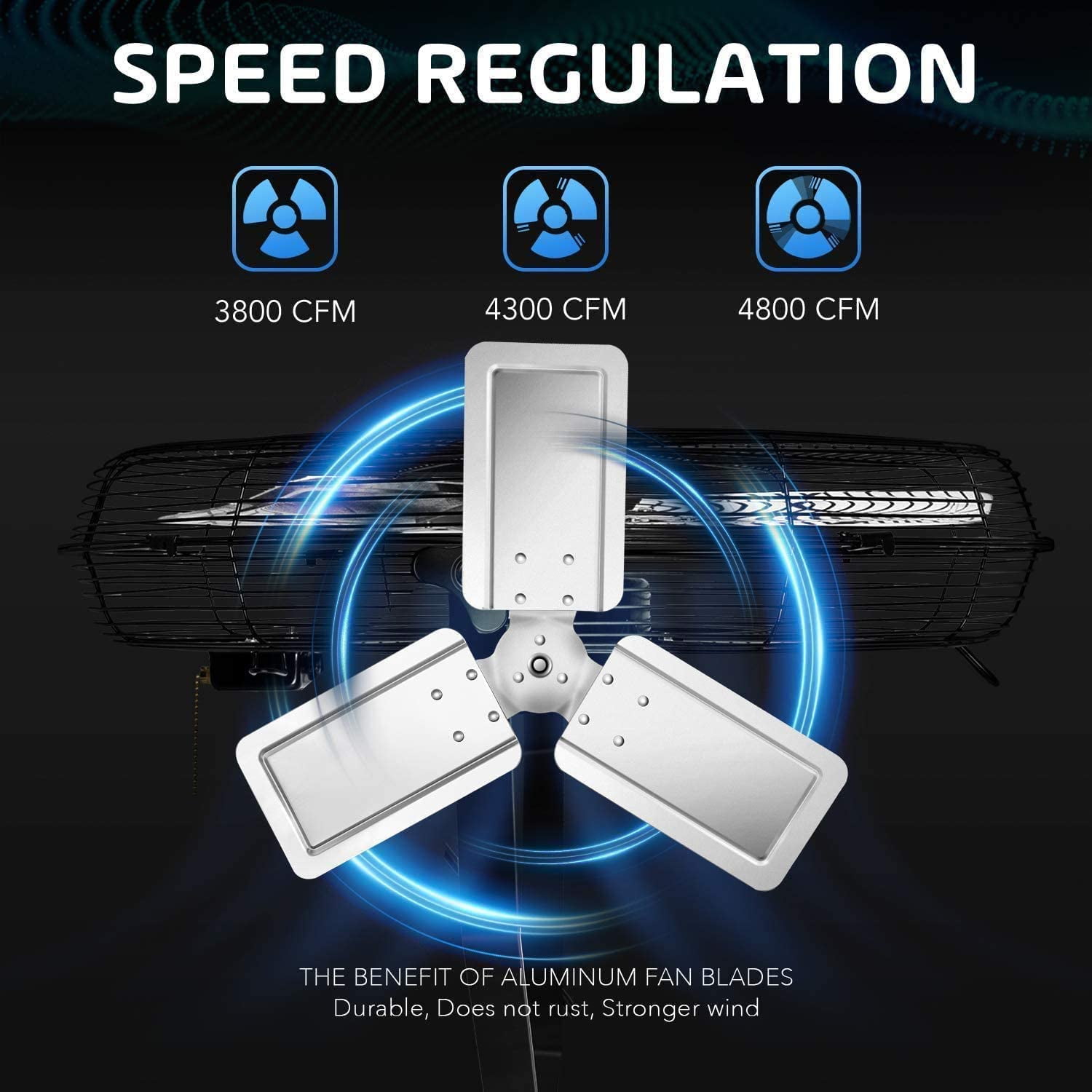 Simple Deluxe 24'' High Velocity Industrial Wall Mount Fan, 3 Speed Commercial Ventilation Metal Fan