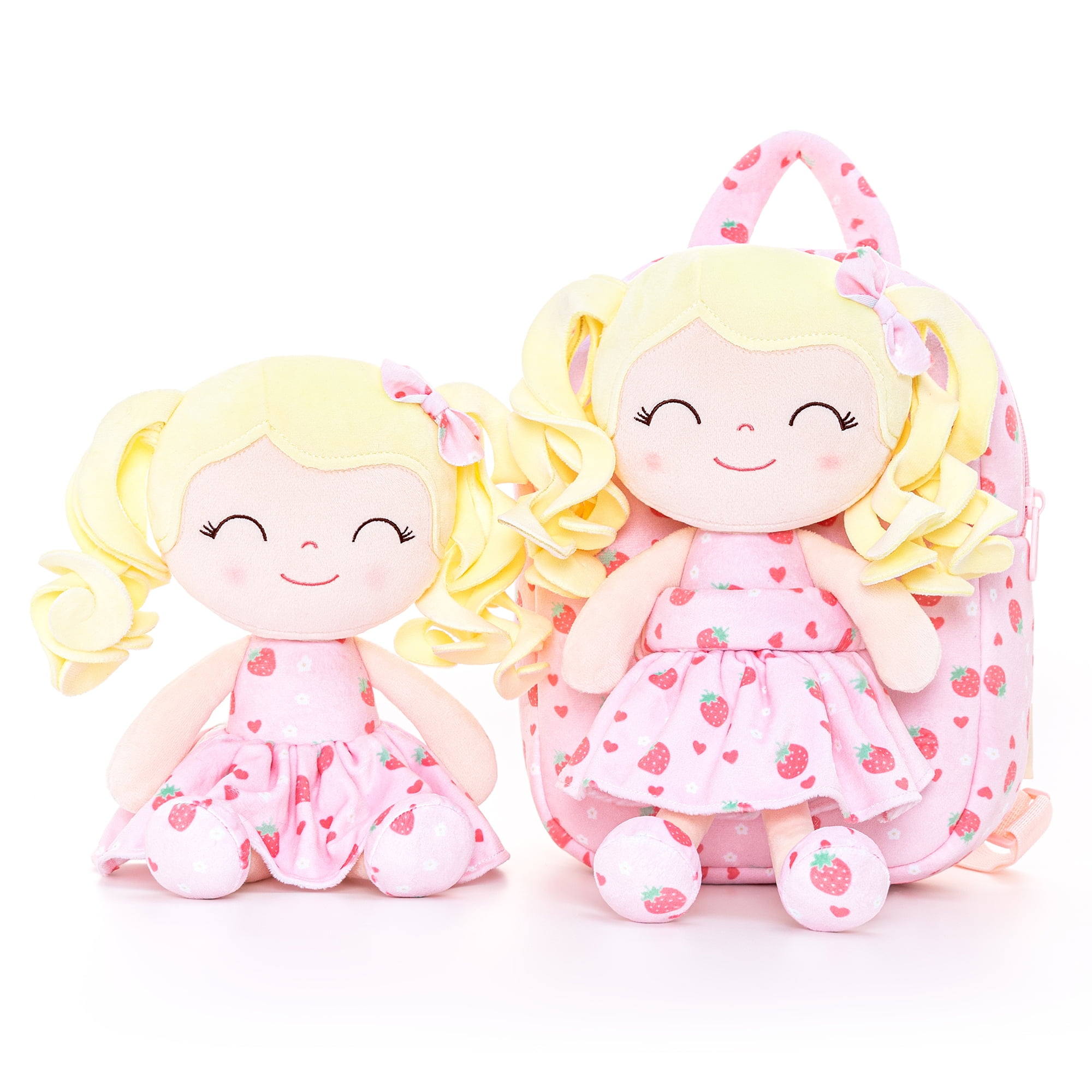 Gloveleya Toddler Kids Doll Girls Gifts Baby Girl Dolls Soft Curly Hair Dolls Pocket Fruit Series Strawberry 9"