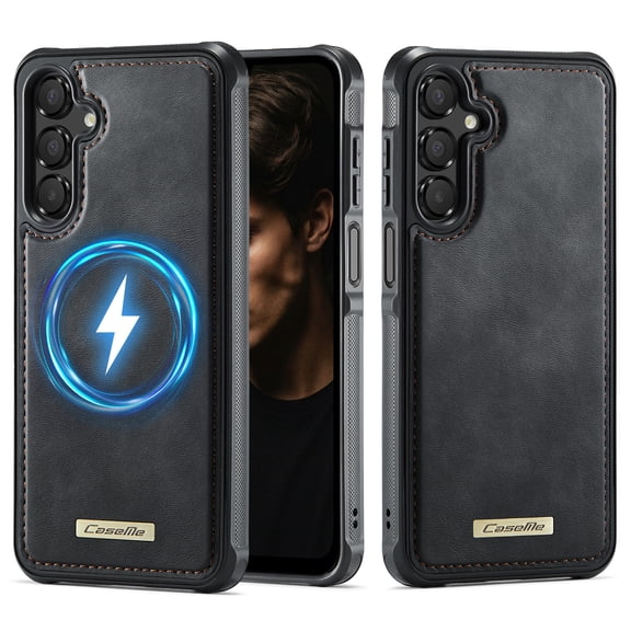 Dteck Magnetic Case for Samsung Galaxy A17 5G,Shockproof Leather TPU Case Compatible with Mag Safe Back Cover,Black