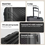 Travelhouse 3 Piece Hardshell Luggage Set Hardside Lightweight Suitcase with TSA Lock Spinner Wheels 20in24in28in.(Black)