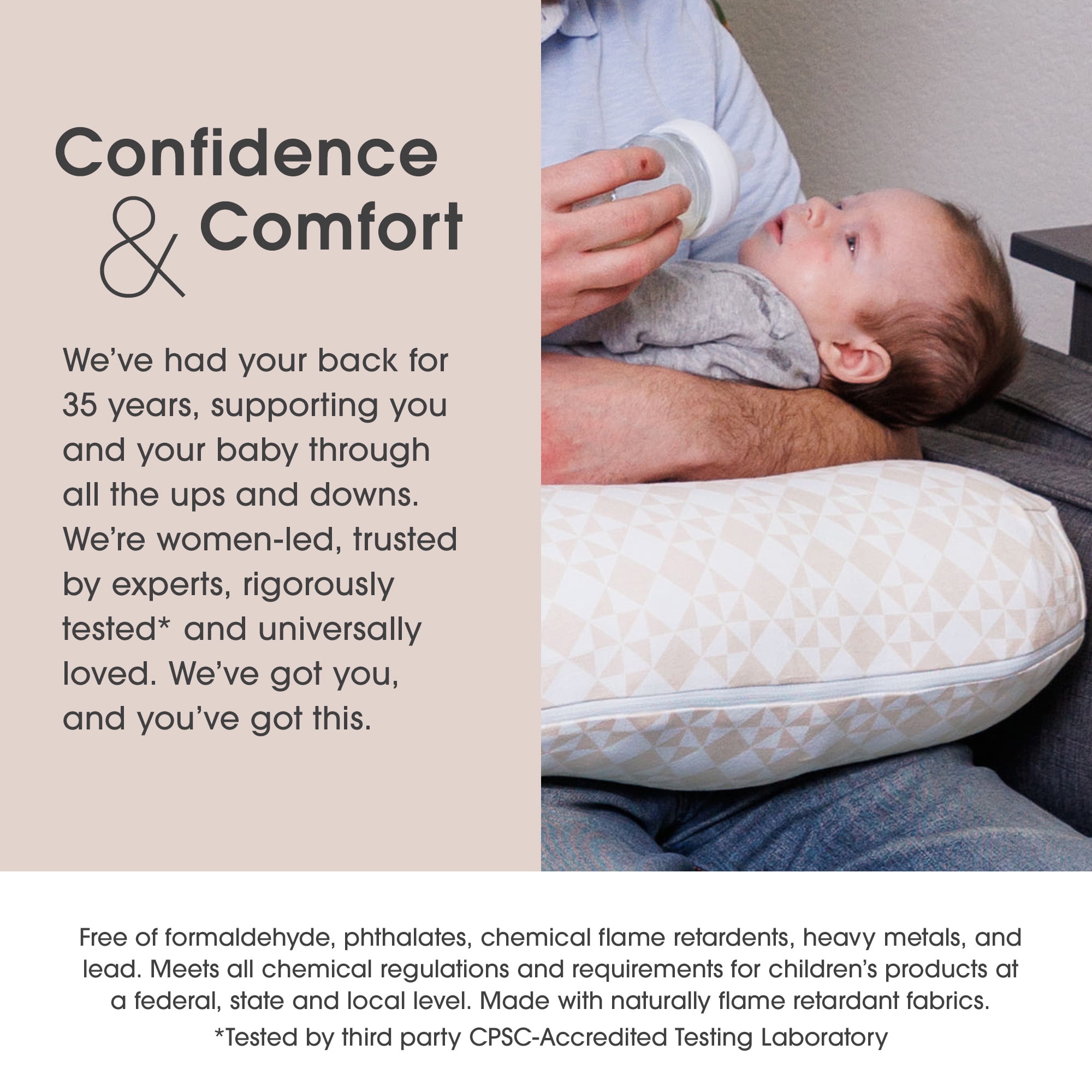 Boppy New Nursing Pillow Organic Cotton Cover, Beige Checkered Quilt