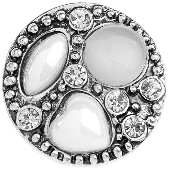 Snap Jewelry 18MM Rhinestone Gem Ginger Charm in White and Gray
