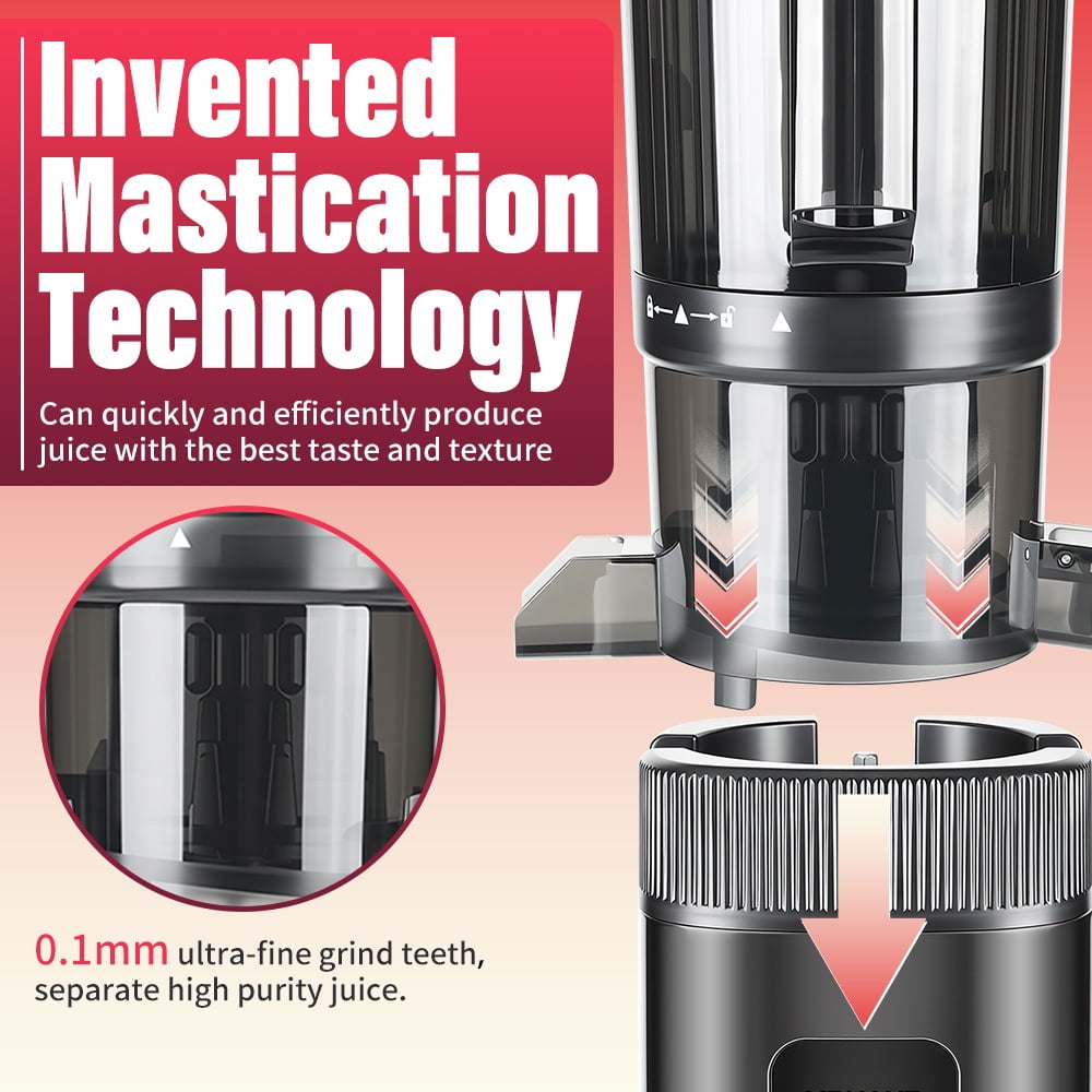 Cold Press Juicer, Kepeak Masticating Juicer with Wide Feed Chute, 200w Slow Juicer Machines