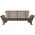 thumbnail image 4 of 3-Seat Wooden Patio Sofa, Outdoor Adjustable Daybed Sofa Chaise Lounge Bench with Cushions and Armrest, Convertible Couch Sofa Bed for Small Places, Brown Finish+Beige Cushion, 4 of 9