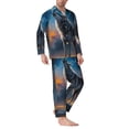 thumbnail image 2 of Salouo Lonely Night Sky Wolf Print Button-Front Long Sleeve Pajama Set for Men, Soft 2Pjs Men's Long Sleeve Sleepwear-X-Large, 2 of 7