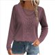 thumbnail image 4 of Camiseta de Mujer con Encaje de Piña y Costuras, Color Liso, Larga, Cuello Redondo, Informal. -Rojo L, 4 of 7