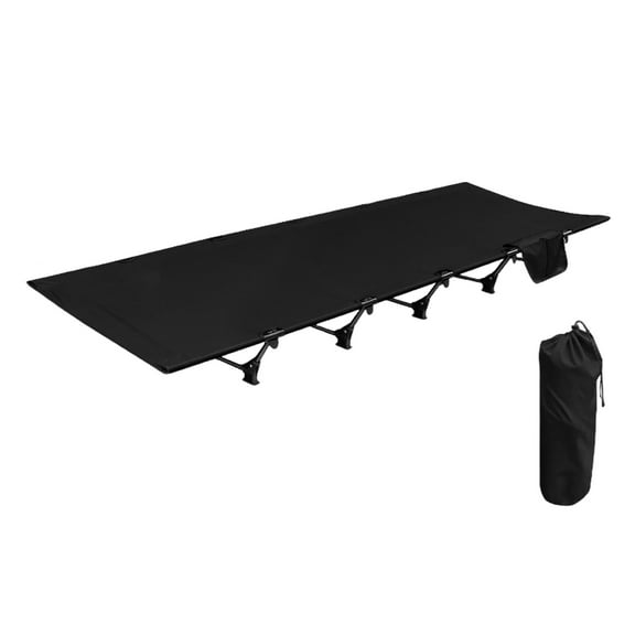 Ultralight Folding Camping Cot, Portable Compact Cot Bed for Adults, Heavy Duty 330 lbs Capacity for Hiking, Backpacking, Travel (Black)