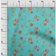 thumbnail image 1 of oneOone Cotton Cambric Turquoise Blue Fabric Flower & Leaves Watercolor Diy Clothing Quilting Fabric Print Fabric By Yard 56 Inche Wide, 1 of 4
