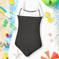 thumbnail image 5 of mgoYE Swimsuit for Girls 12-14 Teen Girls Swimsuit One Piece Swimsuits Ribbed Kids Bathing Suit for Girls Color Block Ruched Adjustable Strap Pad Swimwear(Black,13-14 Years), 5 of 6